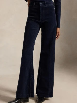 Polo Ralph Lauren spodnie flare damskie z bawełną granatowy