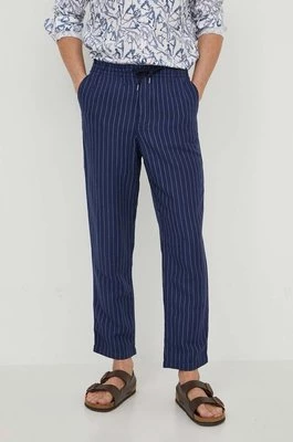 Polo Ralph Lauren spodnie lniane kolor granatowy proste 710927863