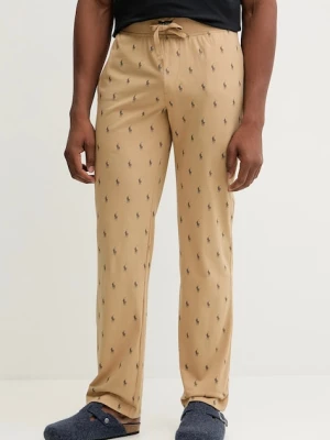 Polo Ralph Lauren spodnie piżamowe bawełniane męska kolor beżowy wzorzysta 714899514