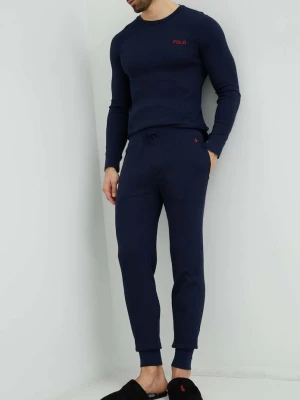 Polo Ralph Lauren spodnie piżamowe męskie z bawełną granatowy