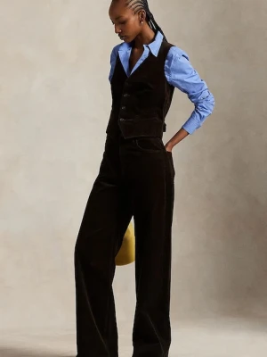 Polo Ralph Lauren spodnie sztruksowe damskie kolor brązowy proste high waist 211A87463