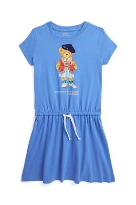 Polo Ralph Lauren sukienka bawełniana dziecięca kolor niebieski mini rozkloszowana