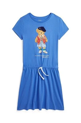 Polo Ralph Lauren sukienka bawełniana dziecięca kolor niebieski mini rozkloszowana