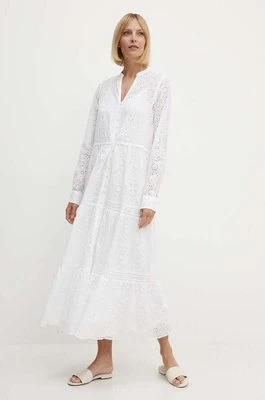 Polo Ralph Lauren sukienka bawełniana kolor biały maxi rozkloszowana 211935173