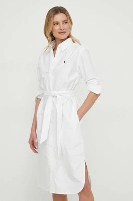 Polo Ralph Lauren sukienka bawełniana kolor biały mini prosta