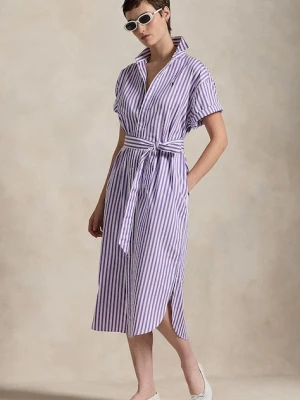 Polo Ralph Lauren sukienka bawełniana kolor fioletowy midi prosta 211959911