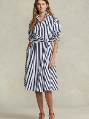 Polo Ralph Lauren sukienka bawełniana kolor granatowy mini rozkloszowana