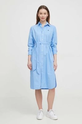 Polo Ralph Lauren sukienka bawełniana kolor niebieski mini prosta