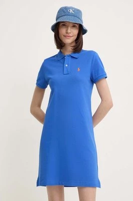 Polo Ralph Lauren sukienka bawełniana kolor niebieski mini prosta