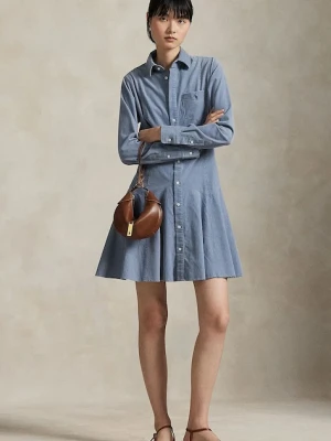 Polo Ralph Lauren sukienka bawełniana kolor niebieski mini rozkloszowana 211972069