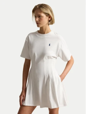 Polo Ralph Lauren Sukienka codzienna 211A96342002 Biały Slim Fit
