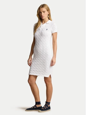 Polo Ralph Lauren Sukienka dzianinowa 211943139002 Biały Slim Fit