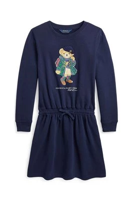 Polo Ralph Lauren sukienka dziecięca kolor granatowy mini rozkloszowana