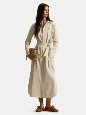 Polo Ralph Lauren Sukienka koszulowa 211A96362002 Beżowy Regular Fit