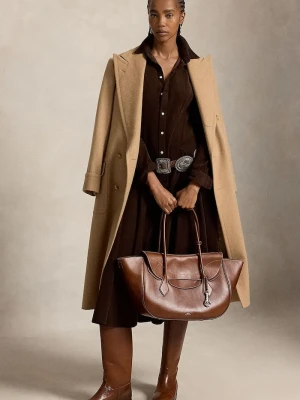 Polo Ralph Lauren sukienka rozkloszowana z bawełną brązowy