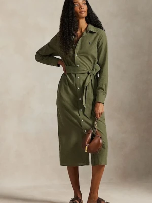 Polo Ralph Lauren sukienka z dodatkiem lnu kolor zielony mini rozkloszowana 211A96346