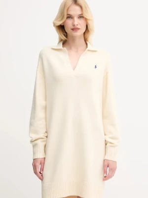 Polo Ralph Lauren sukienka z wełną kolor beżowy mini oversize 211A91143