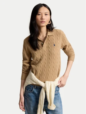 Polo Ralph Lauren Sweter 211972132002 Brązowy jasny Regular Fit