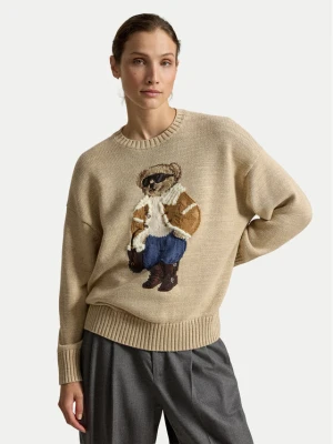 Polo Ralph Lauren Sweter 211B23917001 Beżowy jasny Oversize