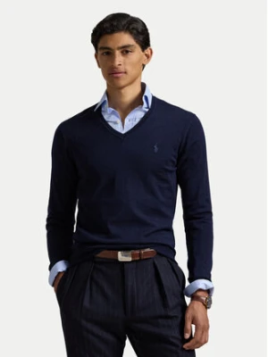 Polo Ralph Lauren Sweter 710946142001 Granatowy Slim Fit