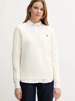 Polo Ralph Lauren sweter bawełniany damski kolor beżowy lekki 211972105
