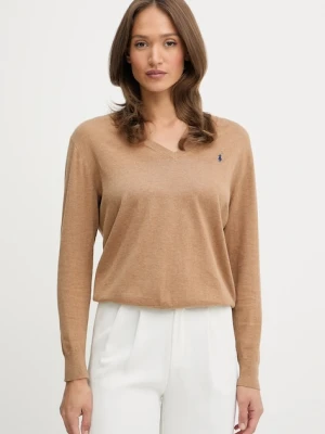 Polo Ralph Lauren sweter bawełniany damski kolor beżowy lekki 211972105