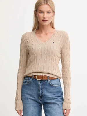 Polo Ralph Lauren sweter bawełniany kolor beżowy lekki 211945652