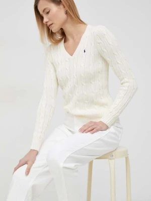 Polo Ralph Lauren sweter bawełniany kolor beżowy lekki