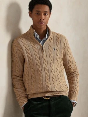 Polo Ralph Lauren sweter bawełniany kolor beżowy z półgolfem 710810841