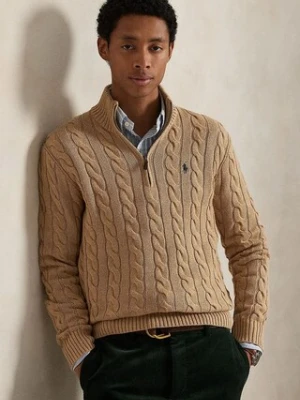 Polo Ralph Lauren sweter bawełniany kolor beżowy z półgolfem 710810841