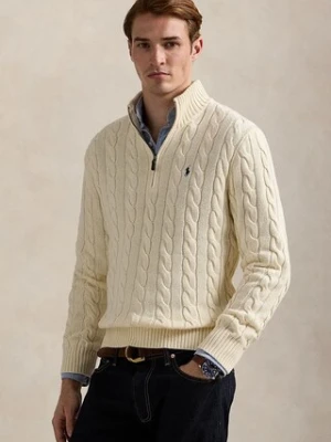 Polo Ralph Lauren sweter bawełniany kolor beżowy z półgolfem 710810841