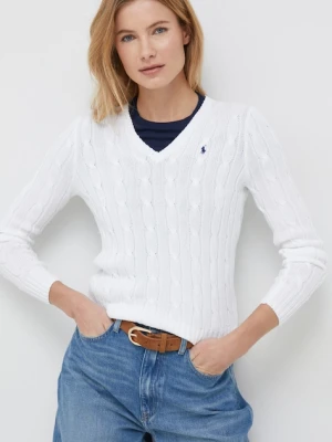 Polo Ralph Lauren sweter bawełniany kolor biały lekki