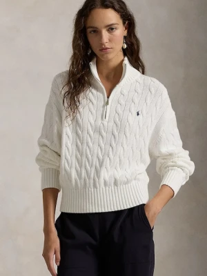 Polo Ralph Lauren sweter bawełniany kolor biały z półgolfem 211963467