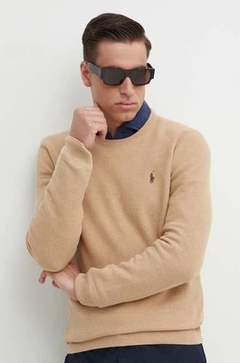 Polo Ralph Lauren sweter bawełniany kolor brązowy lekki