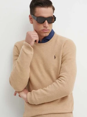 Polo Ralph Lauren sweter bawełniany kolor brązowy lekki