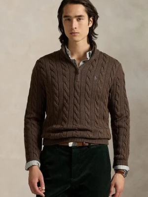 Polo Ralph Lauren sweter bawełniany kolor brązowy z półgolfem 710810841