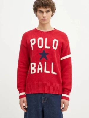 Polo Ralph Lauren sweter bawełniany kolor czerwony ciepły 710949298