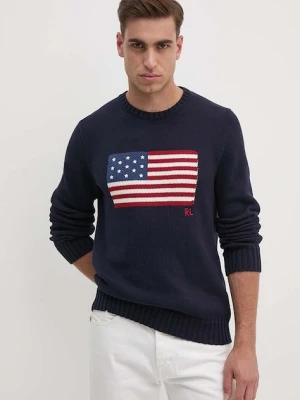 Polo Ralph Lauren sweter bawełniany kolor granatowy 710718281