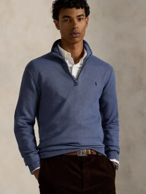 Polo Ralph Lauren sweter bawełniany kolor niebieski lekki z półgolfem 710932304