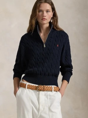 Polo Ralph Lauren sweter bawełniany kolor niebieski z półgolfem 211963467