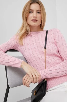 Polo Ralph Lauren sweter bawełniany kolor różowy