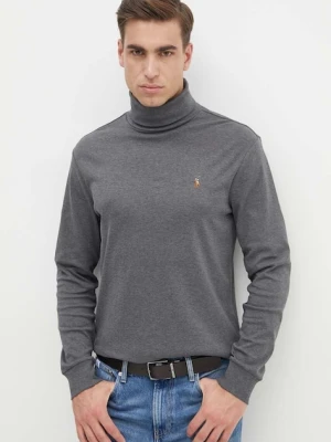 Polo Ralph Lauren sweter bawełniany kolor szary lekki z golferm