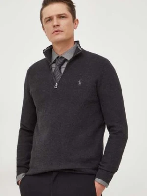 Polo Ralph Lauren sweter bawełniany kolor szary lekki z półgolfem