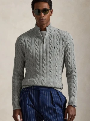 Polo Ralph Lauren sweter bawełniany kolor szary z półgolfem 710810841
