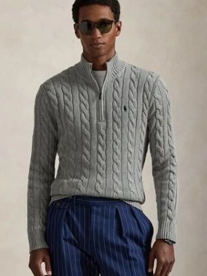Polo Ralph Lauren sweter bawełniany kolor szary z półgolfem 710810841