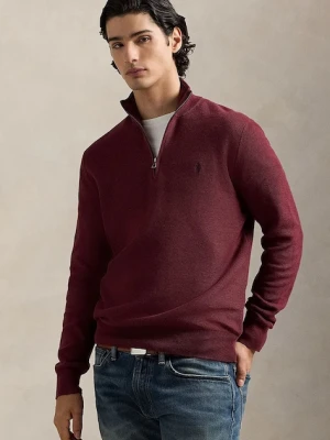 Polo Ralph Lauren sweter bawełniany Ls Hz Long Sleeve kolor bordowy lekki z półgolfem 710932304