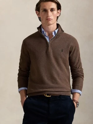 Polo Ralph Lauren sweter bawełniany Ls Hz Long Sleeve kolor brązowy lekki z półgolfem 710932304