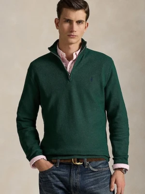 Polo Ralph Lauren sweter bawełniany Ls Hz Long Sleeve kolor zielony lekki z półgolfem 710932304