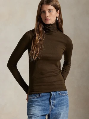 Polo Ralph Lauren sweter damski kolor brązowy lekki z golfem 211976982