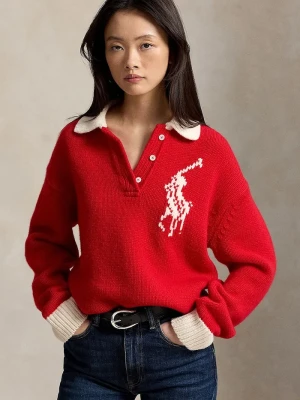 Polo Ralph Lauren sweter damski wełniany czerwony